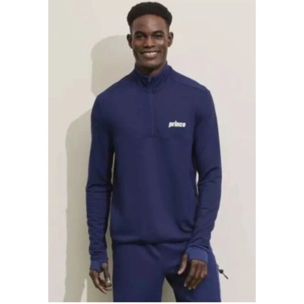 Adult "Prince" navy , partial zip up pullover silky sweatshirt. Size 2XL
